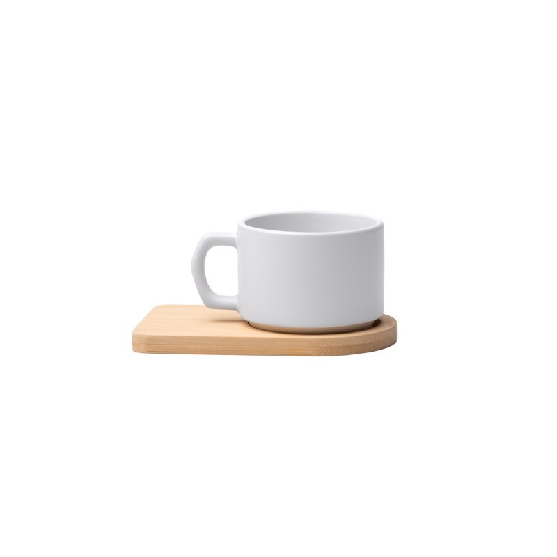 Taza de cerámica de sublimación con base de madera