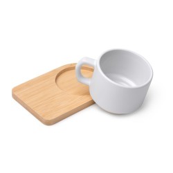 Taza de cerámica de sublimación con base de madera