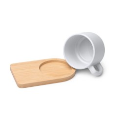 Taza de cerámica de sublimación con base de madera