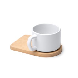 Taza de cerámica de sublimación con base de madera