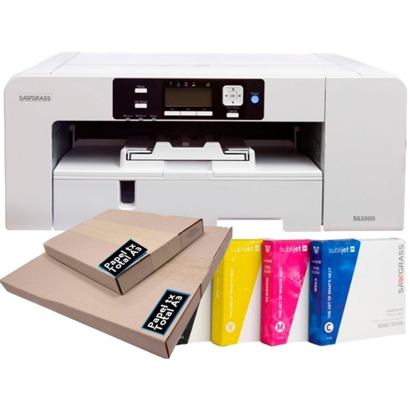 PACK IMPRESORA SAWGRASS SG1000 CON TINTAS DE 70ML Y PAPEL HSX-EXTRA A3.