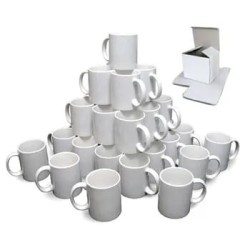 Pack de 36 tazas blancas para subliminar + cajas individuales