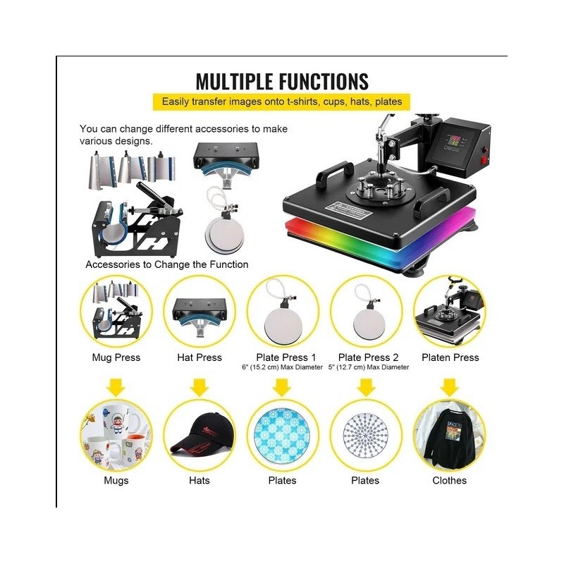 Prensa de calor 8 en 1 38 x 38 cm